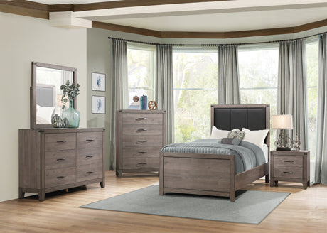 Woodrow Brownish Gray Upholstered Full Bed from Homelegance - Luna Furniture