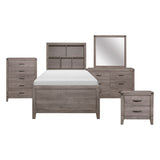 Woodrow Brownish Gray 5-Piece Twin Bedroom Set (Twin Bed, Nightstand, Dresser, Mirror, Chest) from Homelegance - Luna Furniture