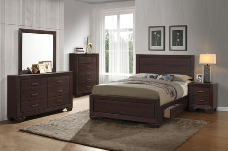Kauffman Dark Cocoa 5-Piece Storage Eastern King Bedroom Set with High Straight Headboard from Coaster - Luna Furniture