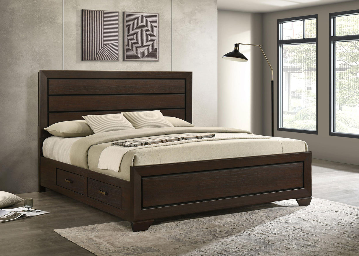 Kauffman Dark Cocoa Eastern King Storage Bed from Coaster - Luna Furniture