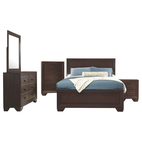 Kauffman Dark Cocoa 5-Piece Eastern King Bedroom Set with High Straight Headboard from Coaster - Luna Furniture