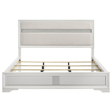 Miranda White 55-inch Upholstered California King Panel Bed from Coaster - Luna Furniture