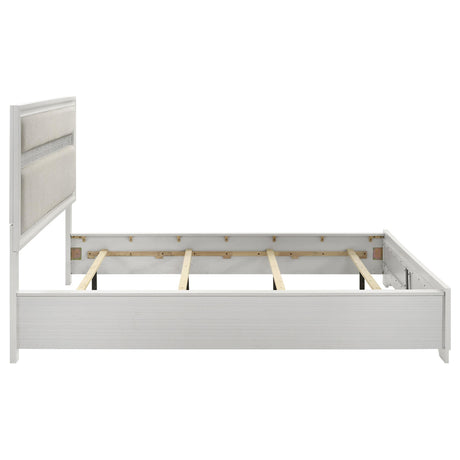 Miranda White 55-inch Upholstered California King Panel Bed from Coaster - Luna Furniture