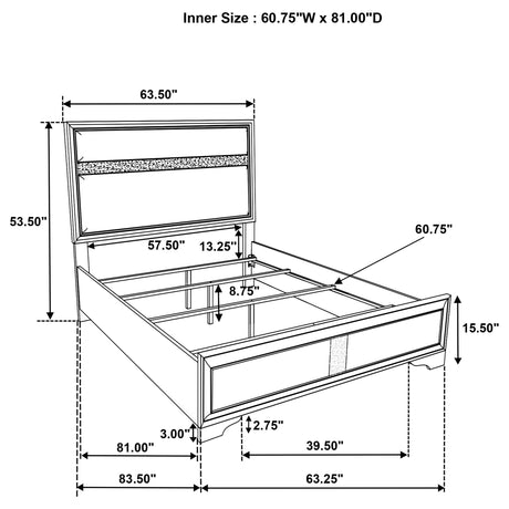 Miranda White 55-inch Upholstered Queen Panel Bed from Coaster - Luna Furniture