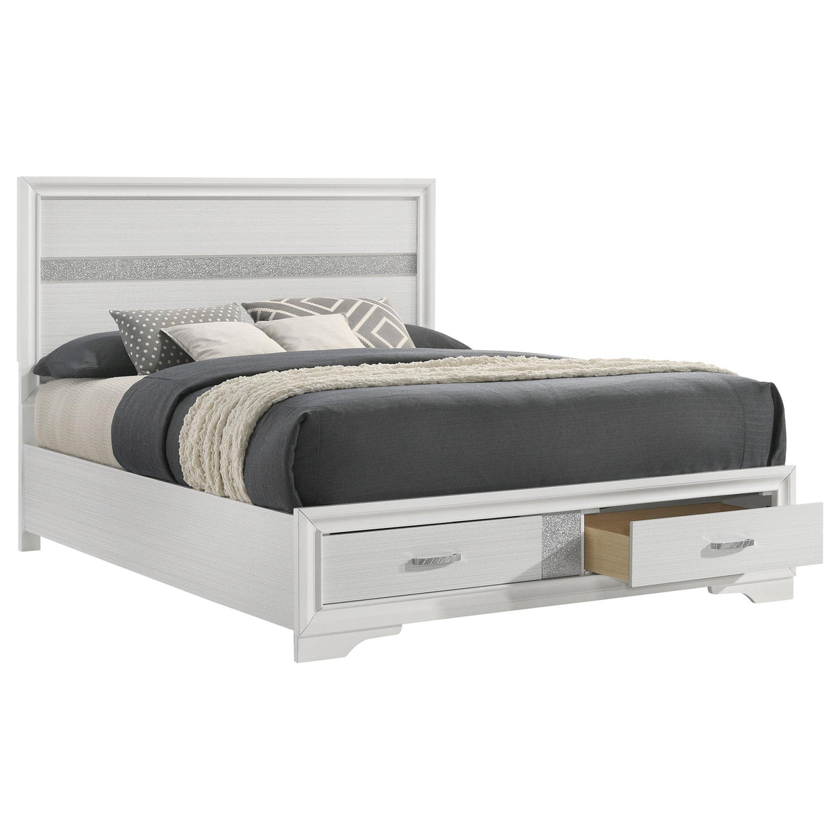 Miranda White Queen 2-Drawer Storage Bed from Coaster - Luna Furniture