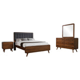 Robyn Dark Walnut Tufted Upholstered 4-Piece Eastern King Bedroom Set from Coaster - Luna Furniture