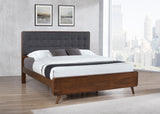 Robyn Dark Walnut Upholstered Eastern King Bed from Coaster - Luna Furniture