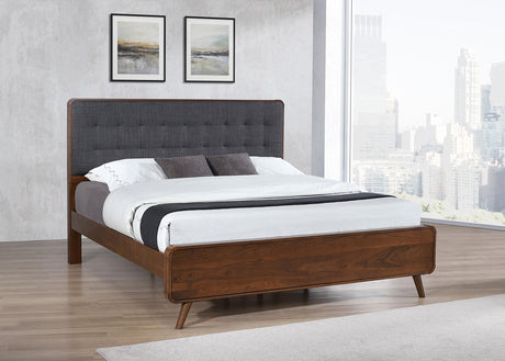 Robyn Dark Walnut Upholstered Eastern King Bed from Coaster - Luna Furniture