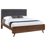 Robyn Dark Walnut Upholstered Eastern King Bed from Coaster - Luna Furniture
