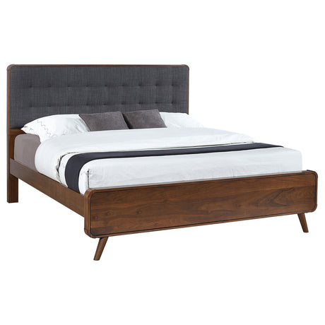 Robyn Dark Walnut Upholstered Eastern King Bed from Coaster - Luna Furniture