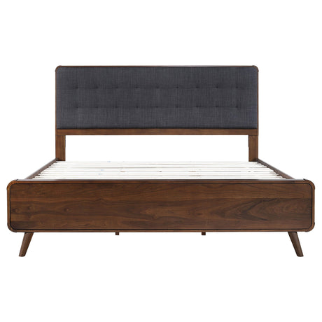 Robyn Dark Walnut Upholstered Eastern King Bed from Coaster - Luna Furniture