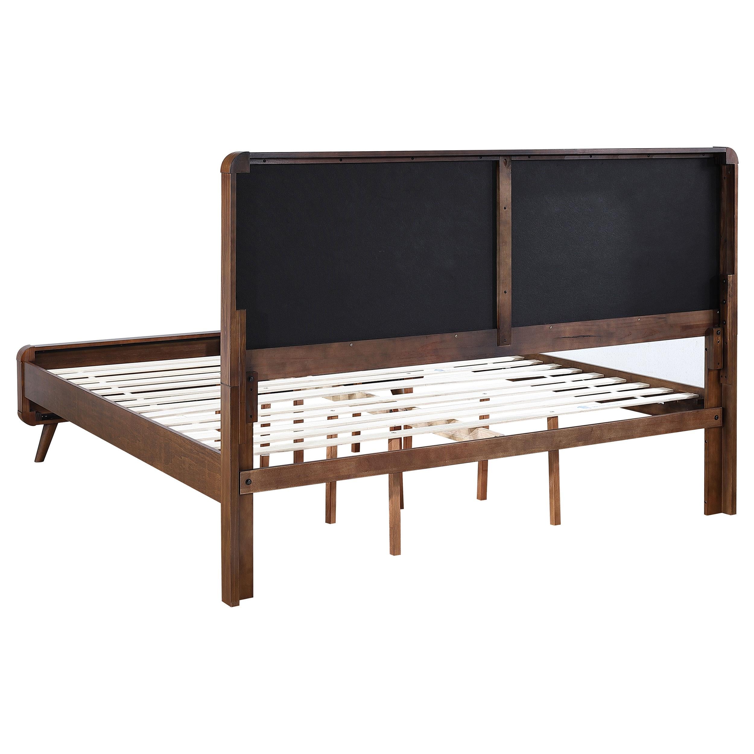 Robyn Eastern King Bed with Upholstered Headboard Dark Walnut