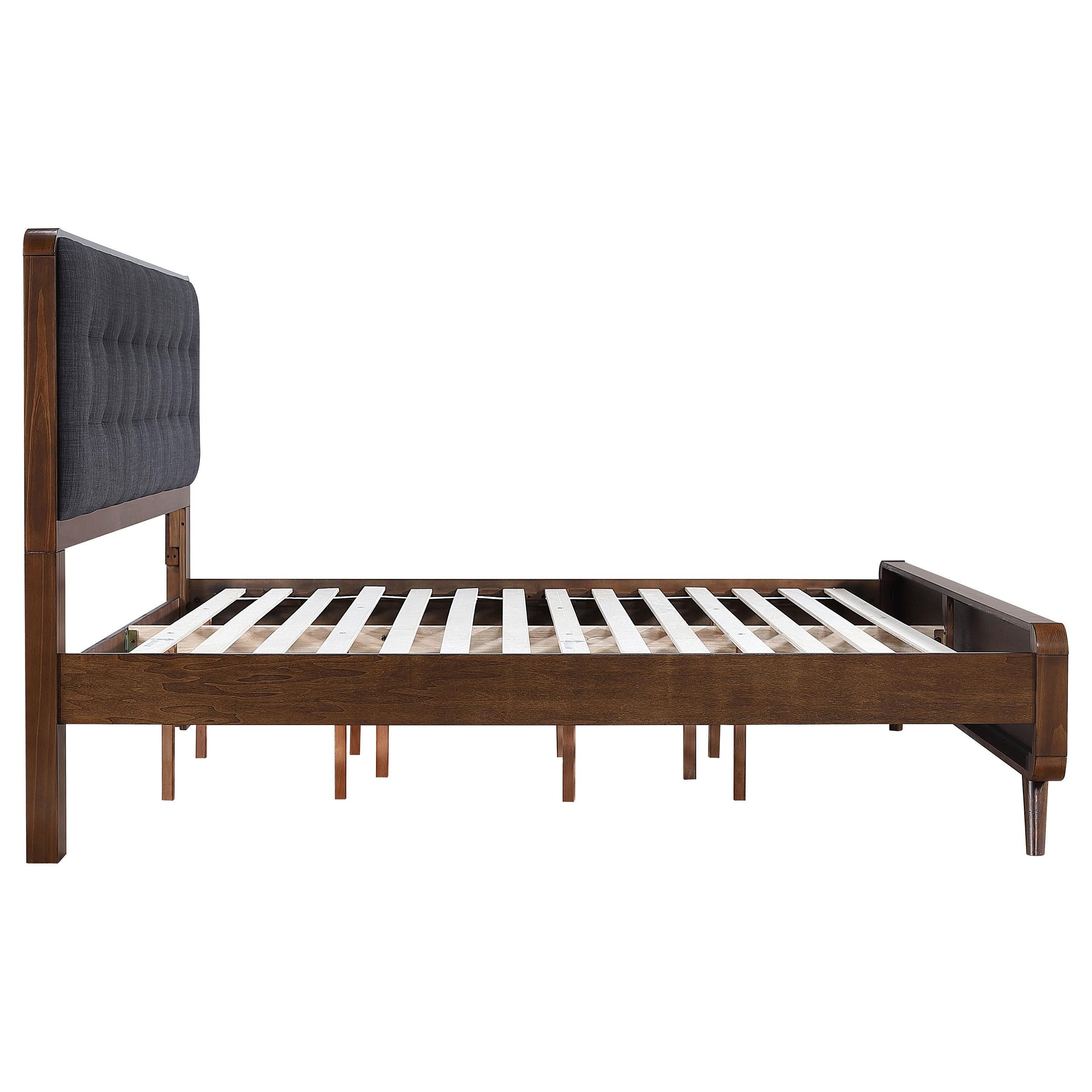 Robyn Eastern King Bed with Upholstered Headboard Dark Walnut