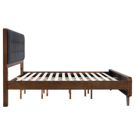 Robyn Dark Walnut Upholstered Eastern King Bed from Coaster - Luna Furniture
