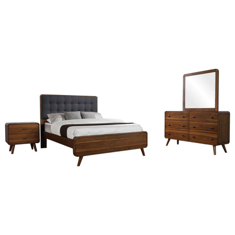 Robyn Dark Walnut Tufted Upholstered 4-Piece California King Bedroom Set from Coaster - Luna Furniture