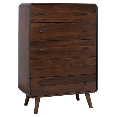Robyn Dark Walnut Tufted Upholstered 4-Piece California King Bedroom Set from Coaster - Luna Furniture