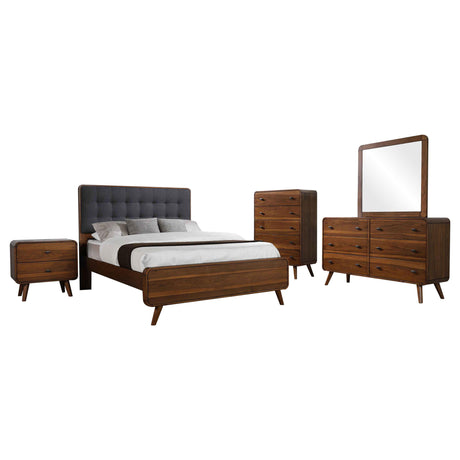 Robyn Dark Walnut Tufted Upholstered 4-Piece Queen Bedroom Set from Coaster - Luna Furniture