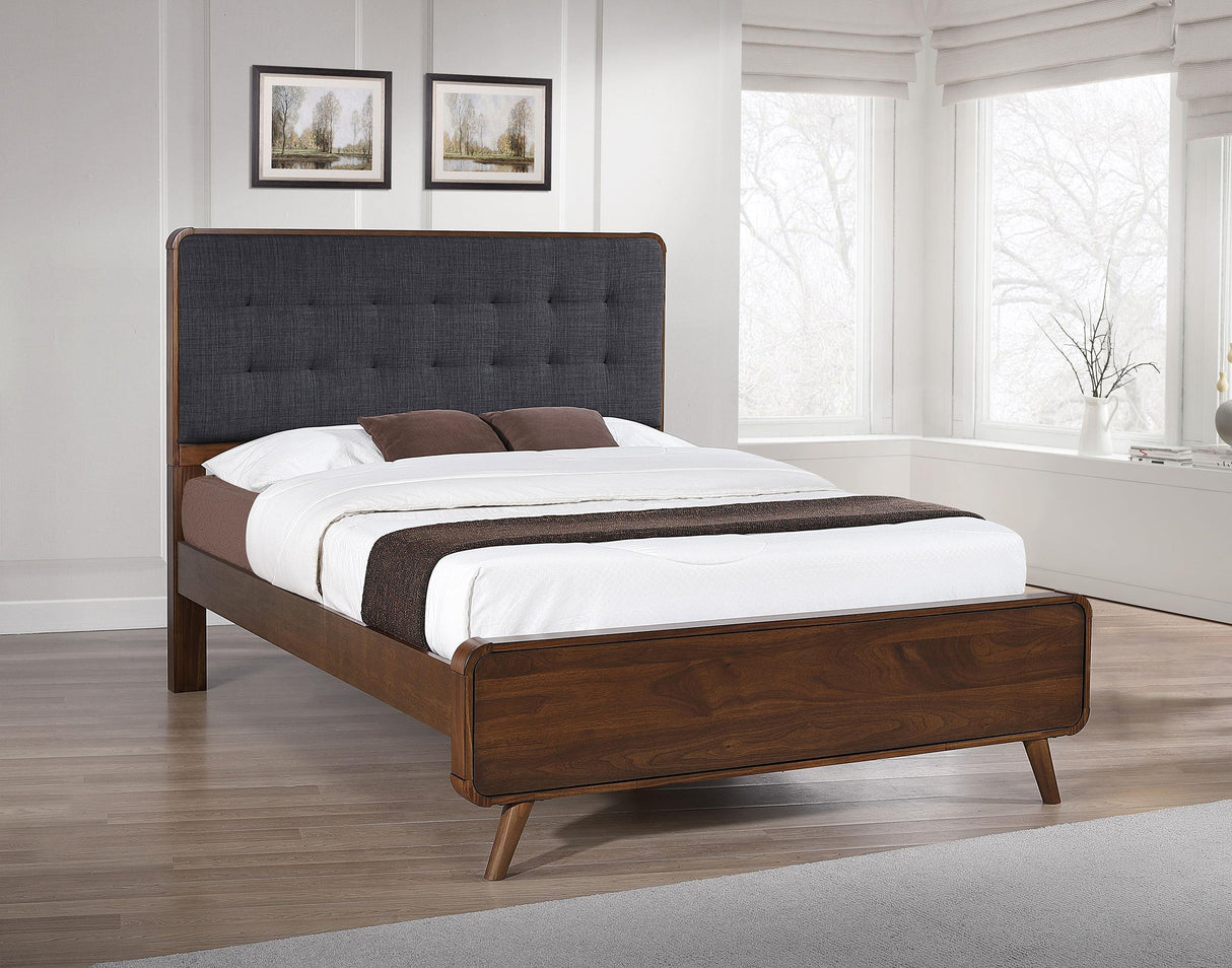 Robyn Dark Walnut Upholstered Queen Bed from Coaster - Luna Furniture