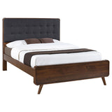 Robyn Dark Walnut Upholstered Queen Bed from Coaster - Luna Furniture