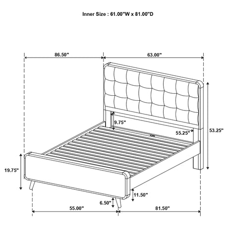 Robyn Dark Walnut Upholstered Queen Bed from Coaster - Luna Furniture