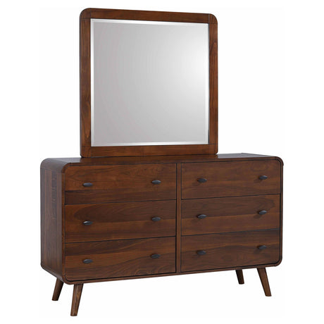 Robyn Dark Walnut 6-Drawer Dresser with Mirror from Coaster - Luna Furniture