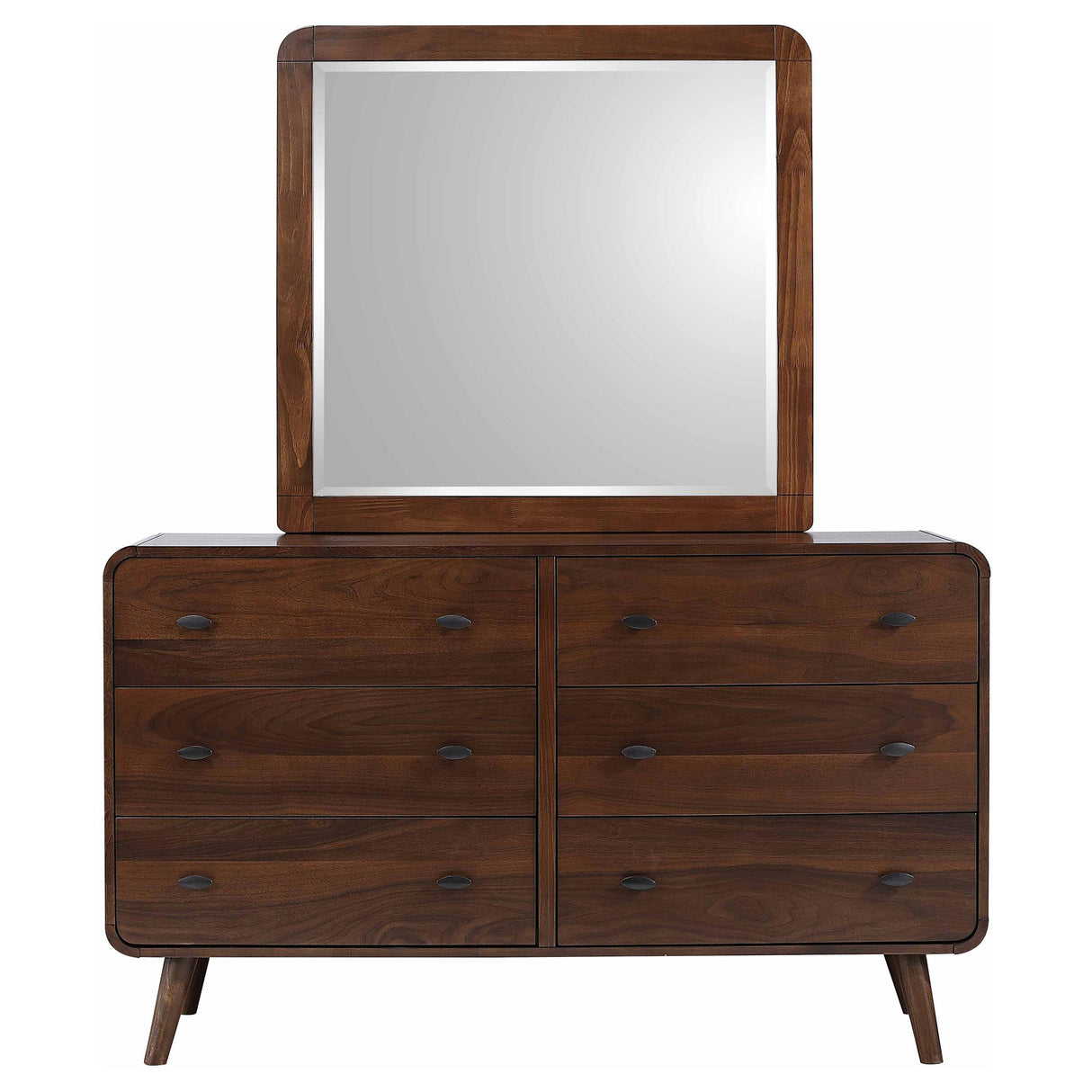 Robyn Dark Walnut 6-Drawer Dresser with Mirror from Coaster - Luna Furniture