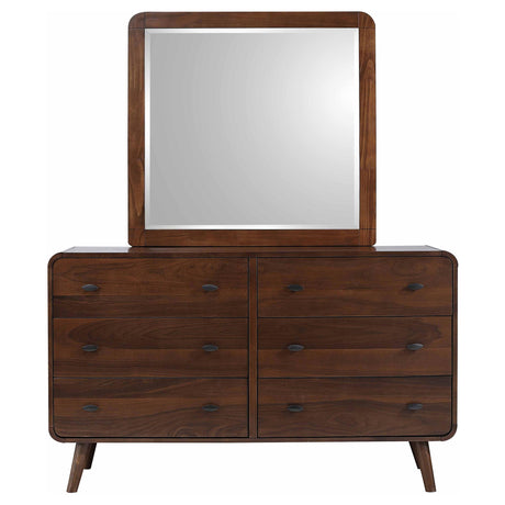 Robyn Dark Walnut 6-Drawer Dresser with Mirror from Coaster - Luna Furniture
