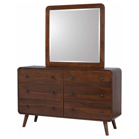 Robyn Dark Walnut 6-Drawer Dresser with Mirror from Coaster - Luna Furniture