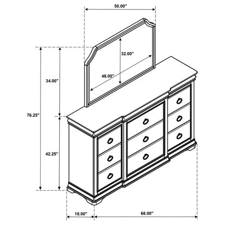 Garland Brown Cherry 11-Drawer Bedroom Dresser with Mirror from Coaster - Luna Furniture