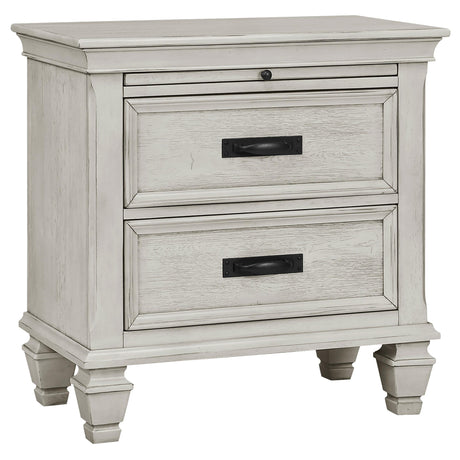 Franco Antique White 4-Piece Eastern King Storage Platform Bedroom Set from Coaster - Luna Furniture