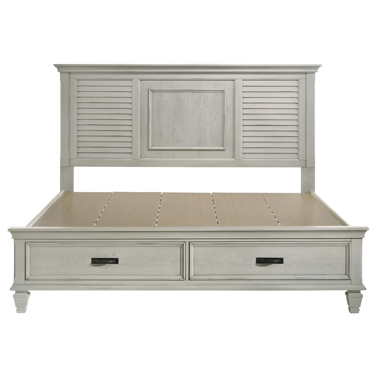 Franco Antique White Eastern King Storage Bed from Coaster - Luna Furniture