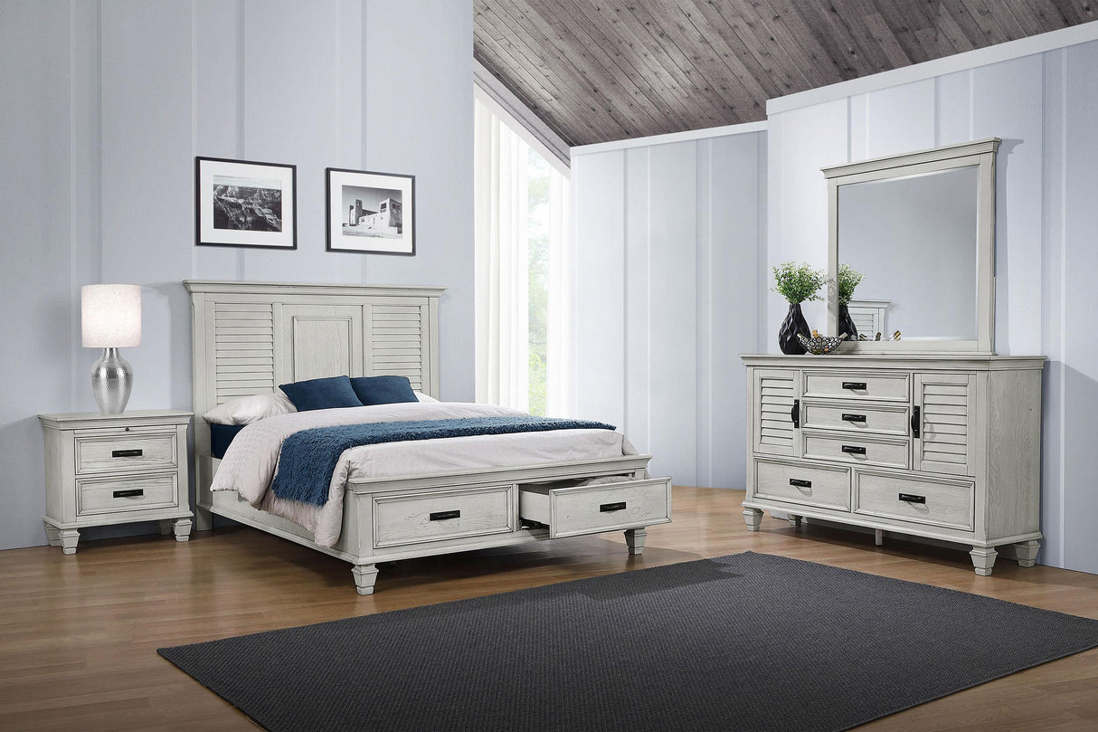 Franco Antique White 4-Piece Queen Storage Bedroom Set from Coaster - Luna Furniture