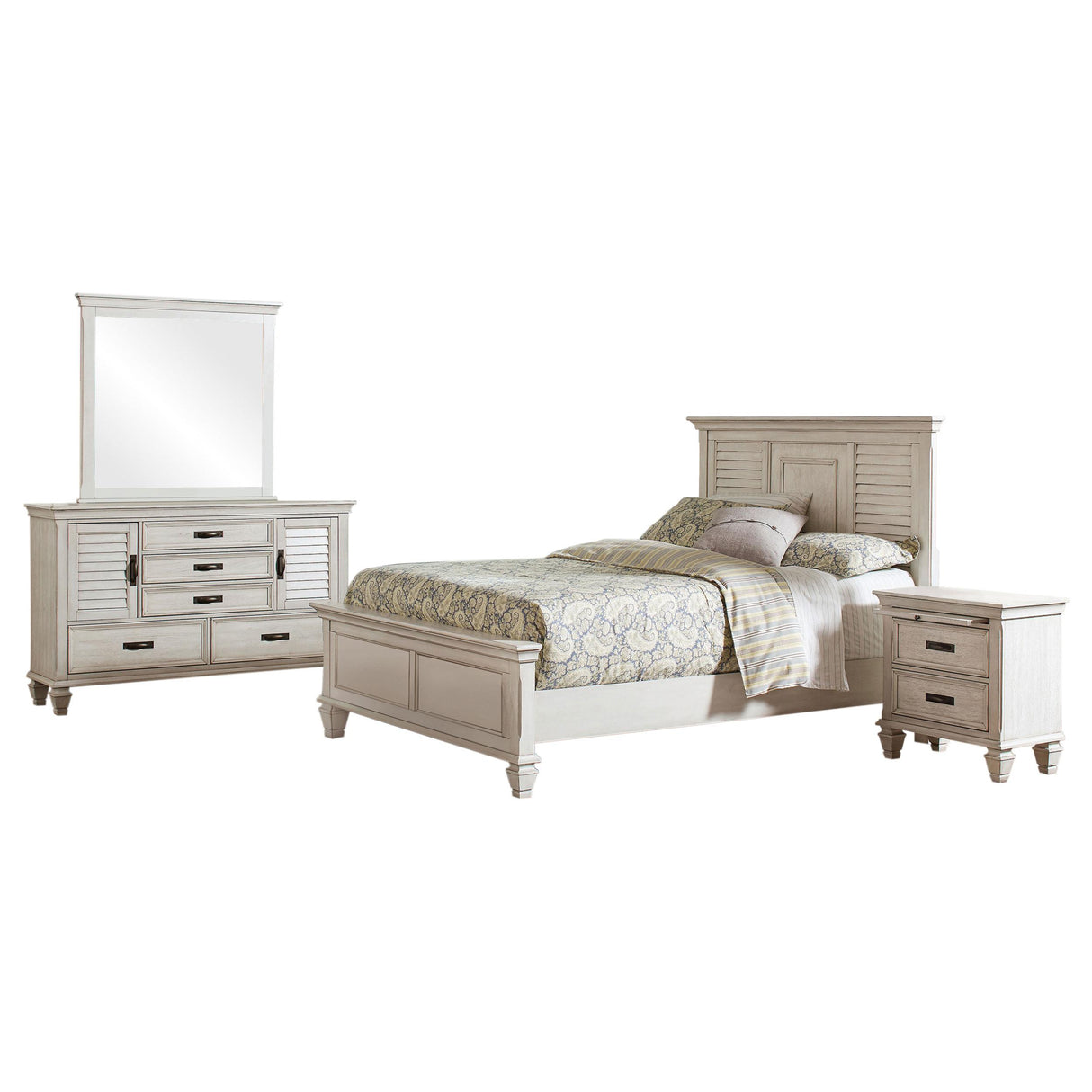 Franco Burnished Oak 5-Piece Eastern King Storage Platform Bedroom Set from Coaster - Luna Furniture