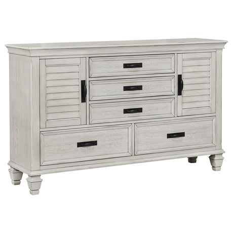 Franco Antique White 5-Piece Eastern King Storage Bedroom Set from Coaster - Luna Furniture