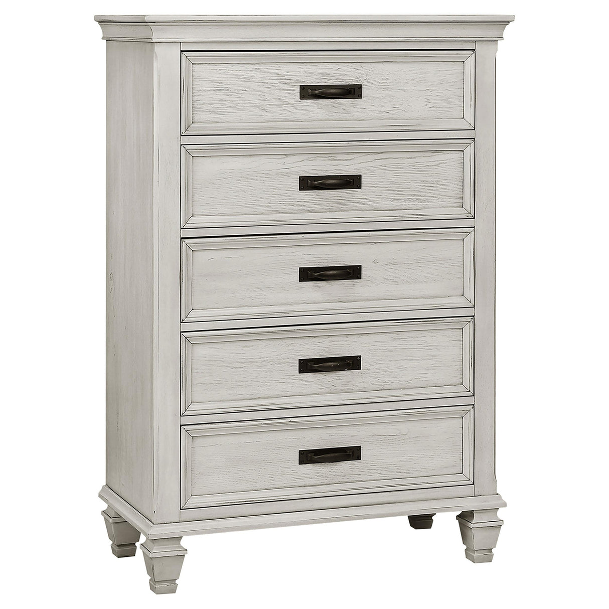 Franco Antique White 5-Piece Eastern King Storage Bedroom Set from Coaster - Luna Furniture