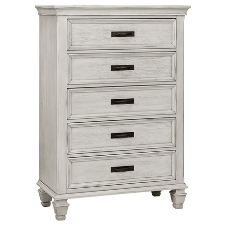 Franco Antique White 5-Piece Eastern King Storage Bedroom Set from Coaster - Luna Furniture