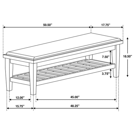 Franco Brown and Antique White Bench from Coaster - Luna Furniture