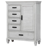 Franco Antique White 5-Drawer Door Chest from Coaster - Luna Furniture