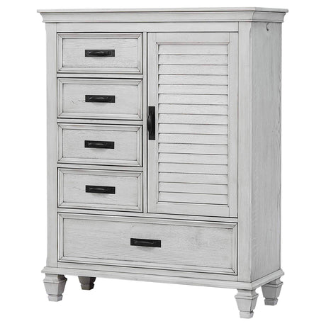 Franco Antique White 5-Drawer Door Chest from Coaster - Luna Furniture