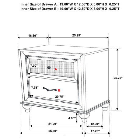 Barzini White 2-Drawer Nightstand from Coaster - Luna Furniture