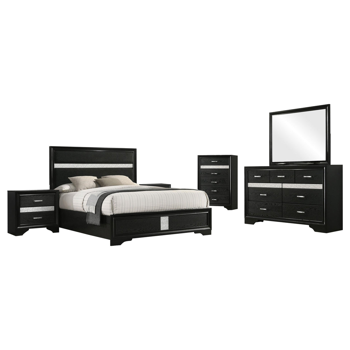 Miranda Black and White 5-piece Eastern King Bedroom Set from Coaster - Luna Furniture