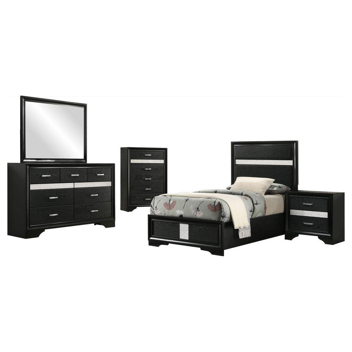 Miranda Black 5-Piece Twin Bedroom Set from Coaster - Luna Furniture