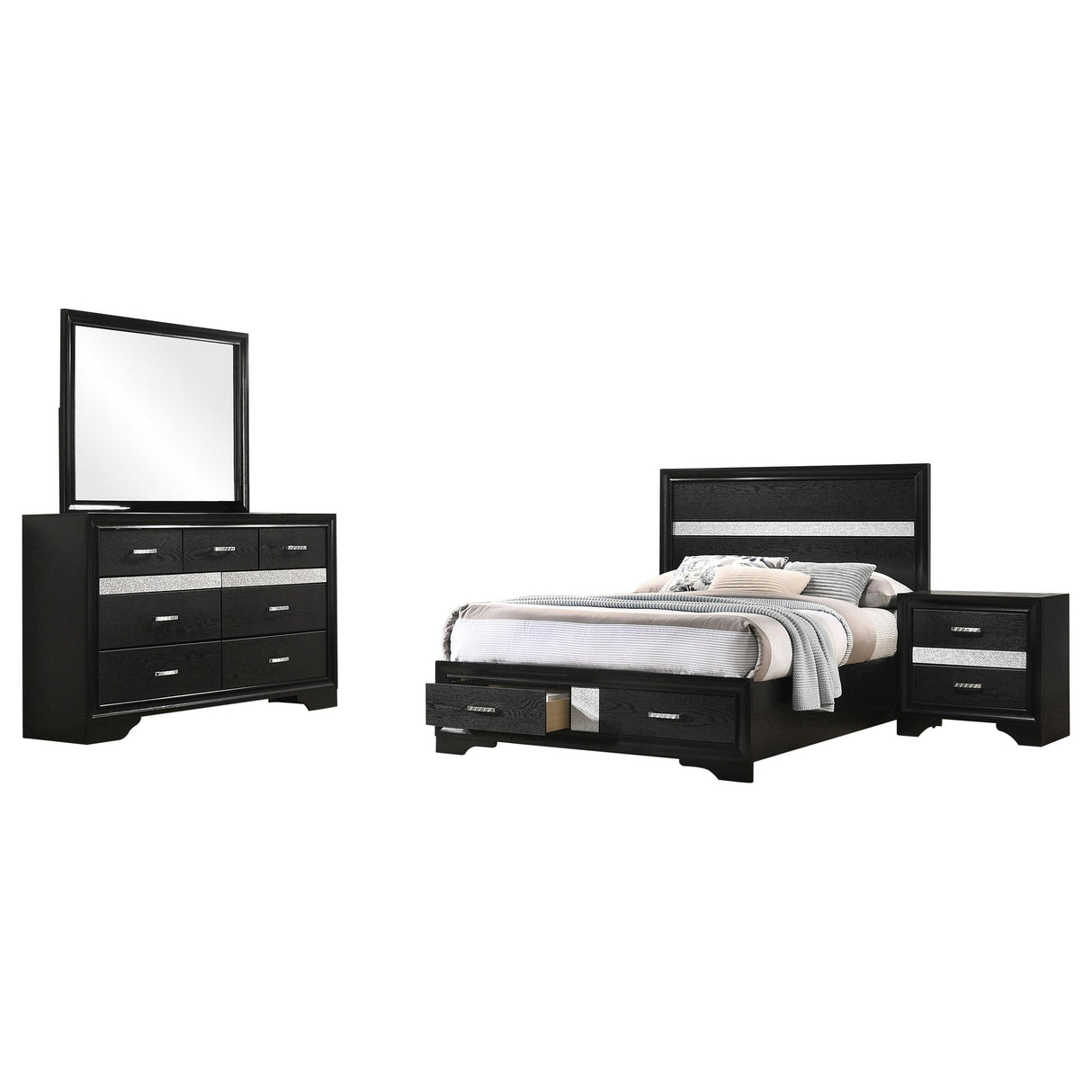 Miranda Black 4-Piece Full Storage Bedroom Set from Coaster - Luna Furniture