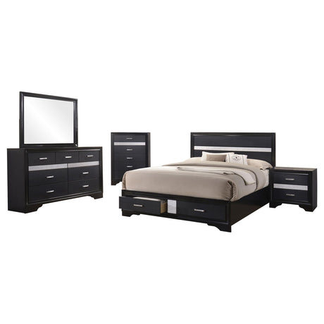 Miranda Black 5-Piece Queen Platform Storage Bedroom Set from Coaster - Luna Furniture