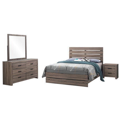Brantford Barrel Oak 4-Piece Eastern King Bedroom Set from Coaster - Luna Furniture