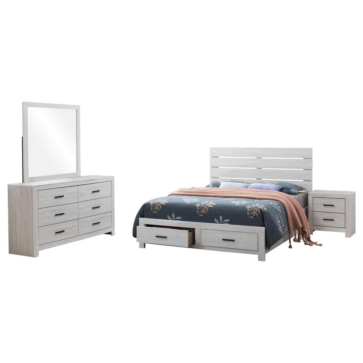 Brantford Coastal White 4-Piece Queen Storage Bedroom Set from Coaster - Luna Furniture