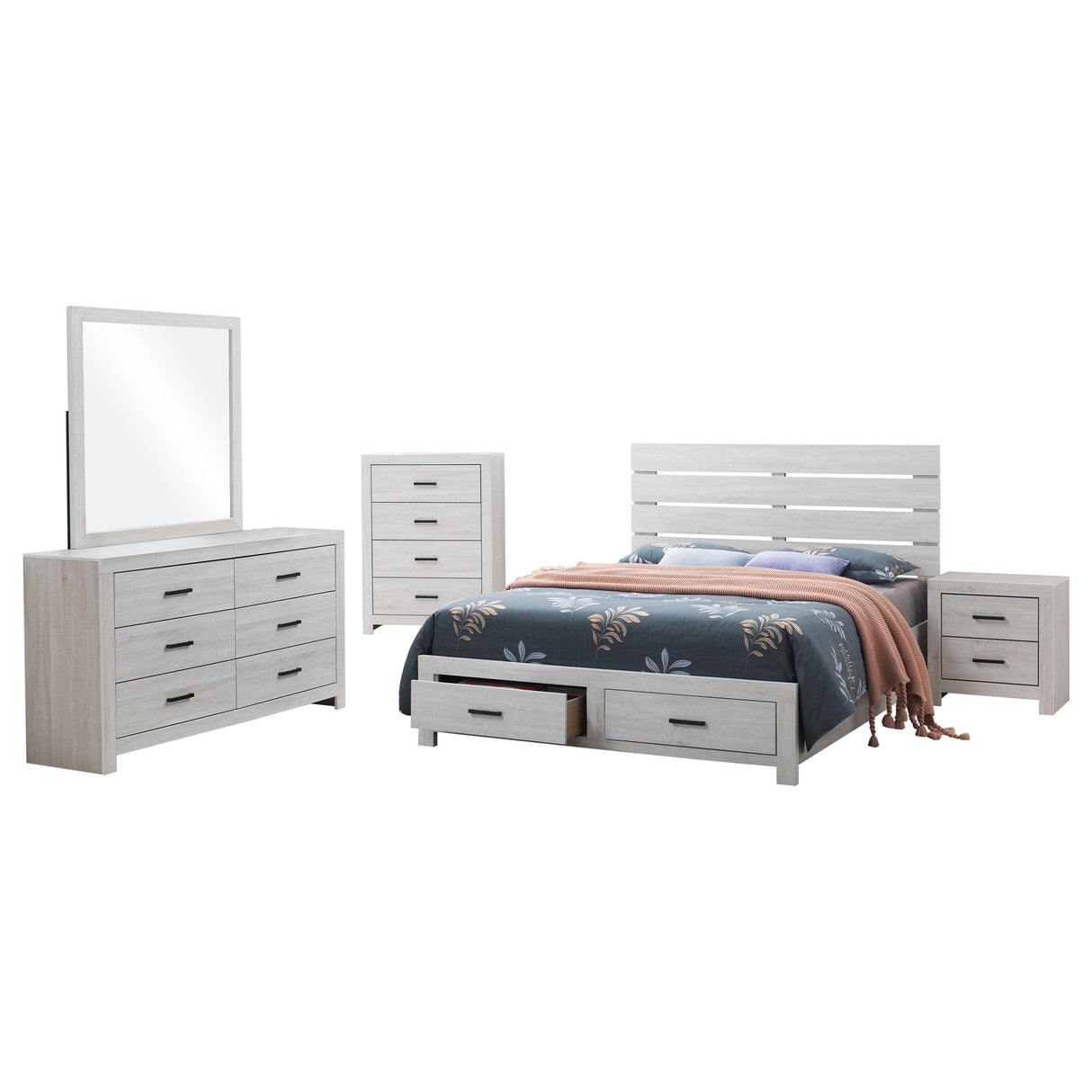 Brantford Coastal White 5-Piece Queen Storage Bedroom Set from Coaster - Luna Furniture