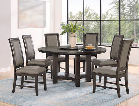 Jeffries Brown Round Dining Table with Lazy Susan from Crown Mark - Luna Furniture