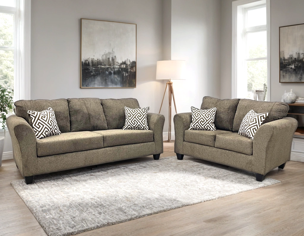 Alexandria Brown Sofa and Loveseat Set from Happy Homes - Luna Furniture