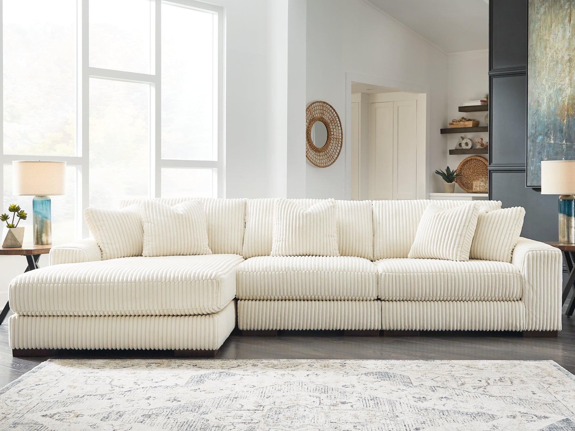 Lindyn Ivory 3-Piece LAF Chaise Sectional – Luna Furniture